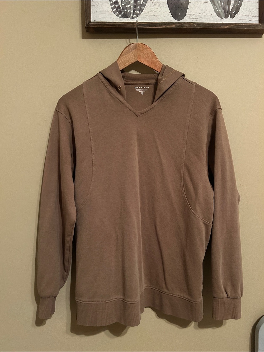 Athleta Taupe Brown Hooded Pullover